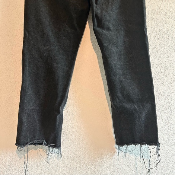 Women’s Re/Done High Rise 70s Stovepipe Jeans 31 Aged Black Button Fly Raw Hem - Picture 9 of 12